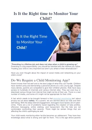 Is It the Right time to Monitor Your Child