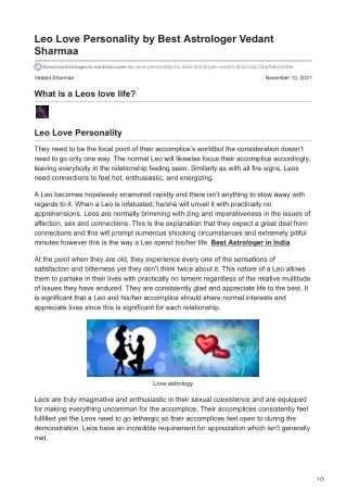 Leo Love Personality by Best Astrologer Vedant Sharmaa