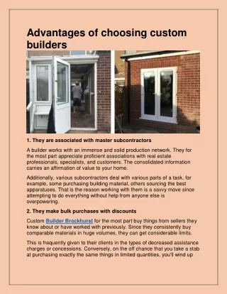 advantages of choosing custom builders