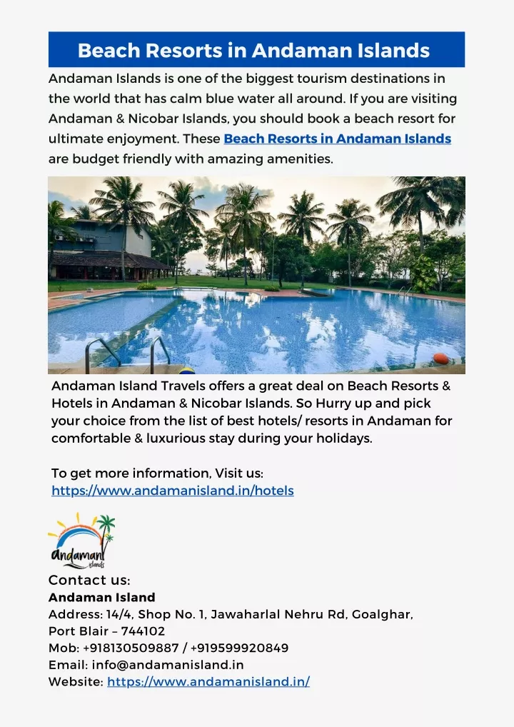 beach resorts in andaman islands