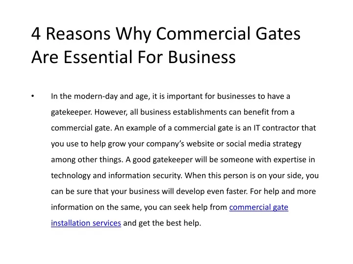 4 reasons why commercial gates are essential for business