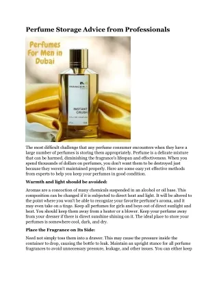 perfume storage advice from professionals