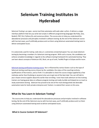 selenium training online