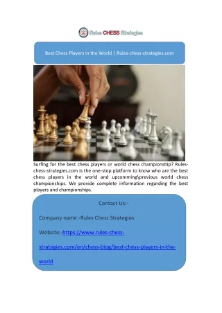 Best Chess Players in the World | Rules-chess-strategies.com