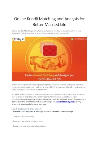 online kundli matching and analysis for better