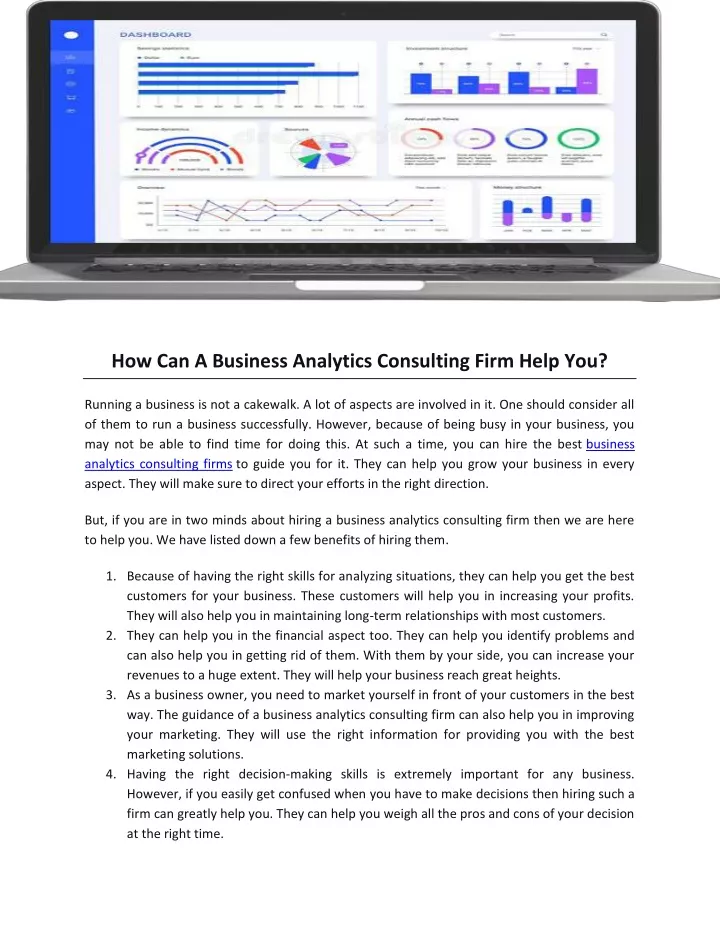 how can a business analytics consulting firm help