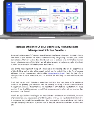 Increase Efficiency Of Your Business By Hiring Business Management Solution Providers