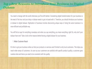 Top 5 Best Reasons to Introduce Your Business to Digital Dukaan