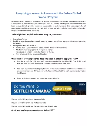 Everything you need to know about the Federal Skilled Worker Program