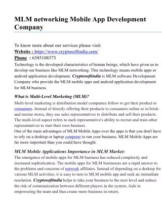 mlm networking mobile app development company