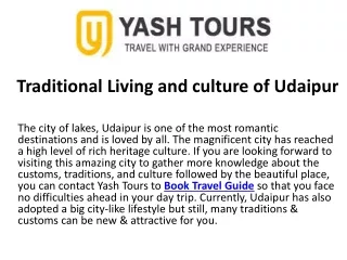 Traditional Living and culture of Udaipur