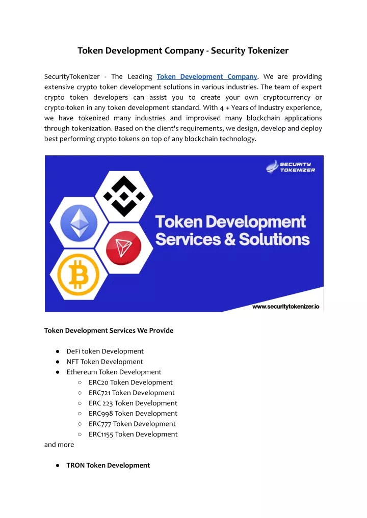 token development company security tokenizer