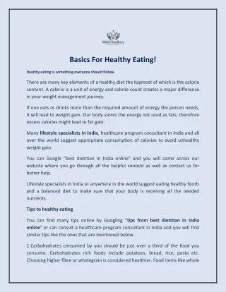 basics for healthy eating