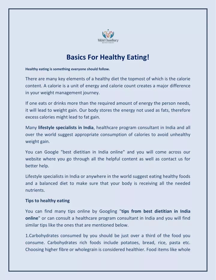 basics for healthy eating