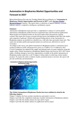 automation in biopharma market opportunities