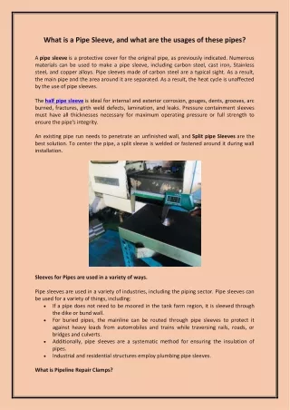 what is a pipe sleeve and what are the usages