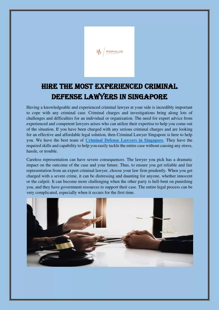 hire the most experienced criminal hire the most