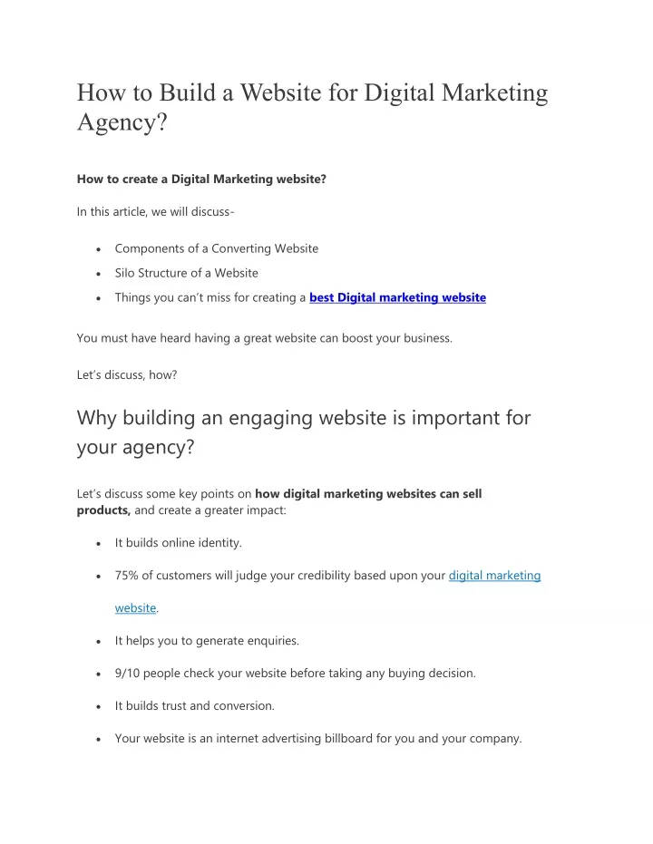 how to build a website for digital marketing