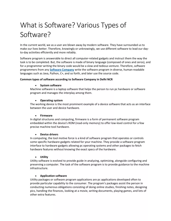 what is software various types of software