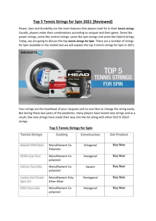top 5 tennis strings for spin 2021 reviewed