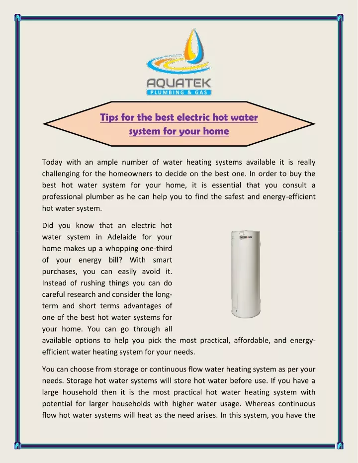 tips for the best electric hot water system