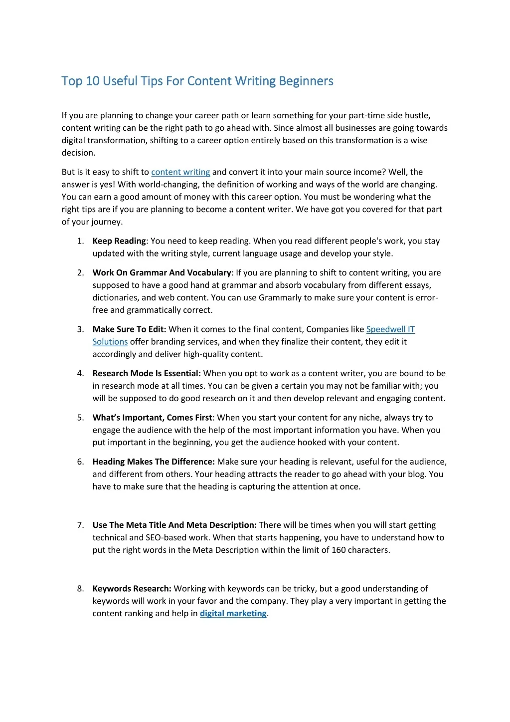 PPT - Top 10 Useful Tips For Content Writing Beginners PowerPoint ...
