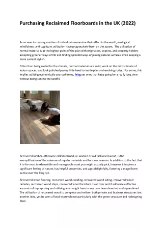 purchasing reclaimed floorboards in the uk 2022