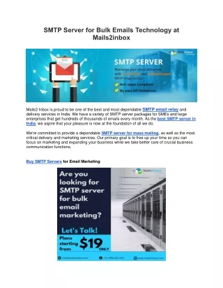 smtp server for bulk emails technology