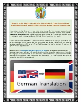German Translation Services in USA