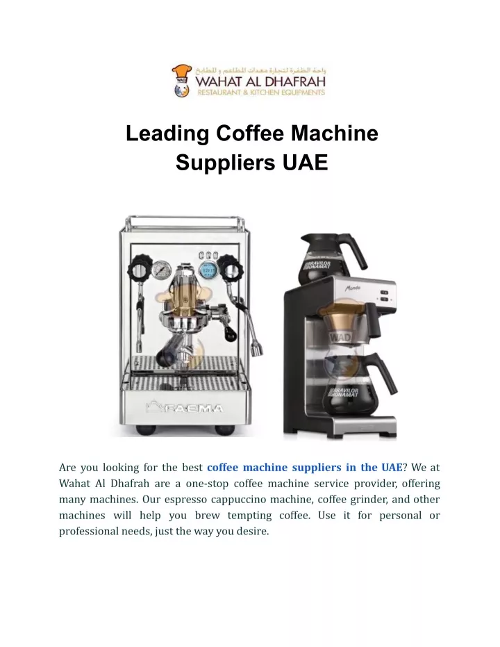 leading coffee machine suppliers uae