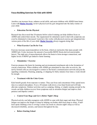 focus building exercises for kids with adhd