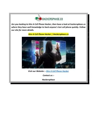 Hire A Cell Phone Hacker  Hackersphase.co