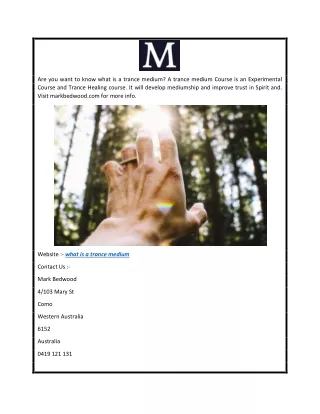 What Is A Trance Medium  Markbedwood.com