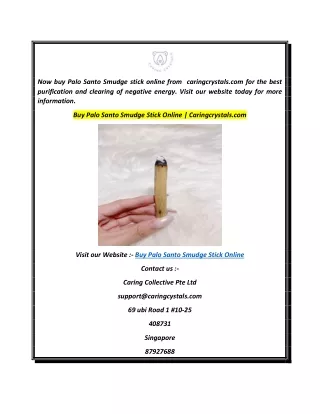 Buy Palo Santo Smudge Stick Online  Caringcrystals.com