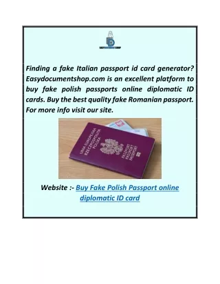 Buy Fake Polish Passport online diplomatic ID card