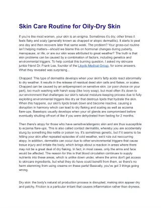 Skin Care Routine for Oily-Dry Skin
