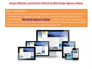 Unique Websites and Services Offered by Web Design Agency, Galway
