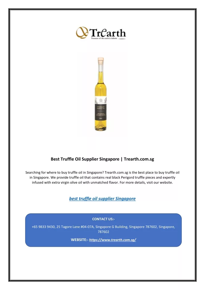 best truffle oil supplier singapore trearth com sg