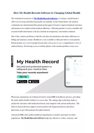 how my health records software is changing global