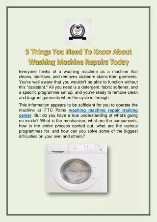 Best Washing Machine Repair Training Institute in Patna | ITTC Patna