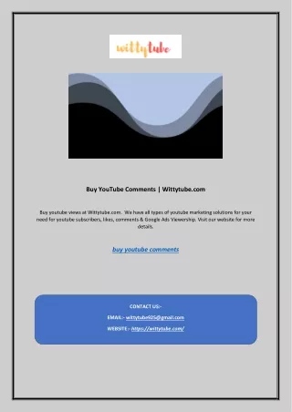 buy youtube comments wittytube com