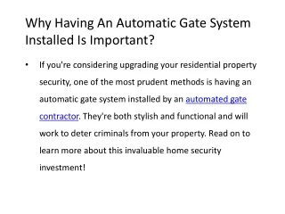why having an automatic gate system installed is important