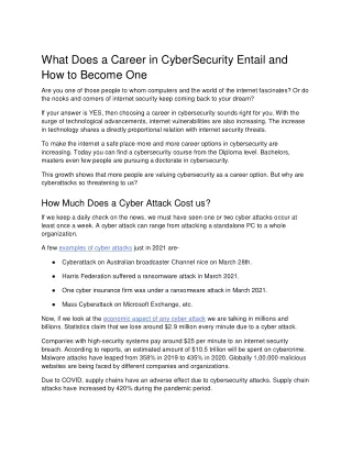 What Does a Career in Cybersecurity Entail and How to Become One nov6