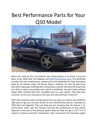 Best Performance Parts for Your Q50 Model