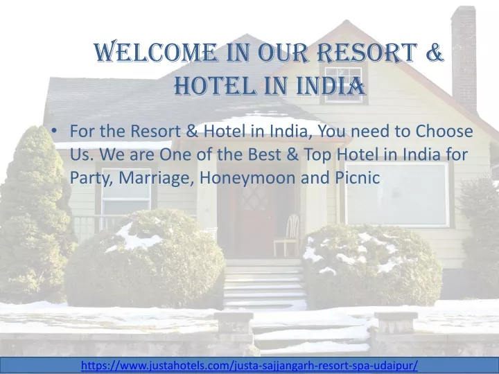 welcome in our resort hotel in india