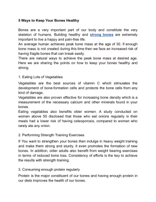 5 Ways to Keep Your Bones Healthy