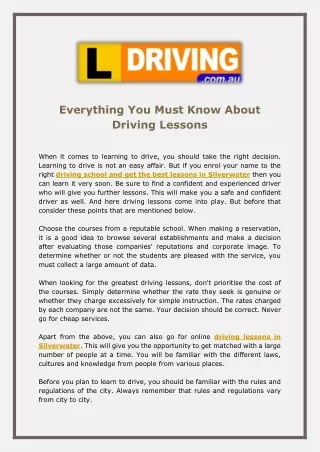 everything you must know about driving lessons