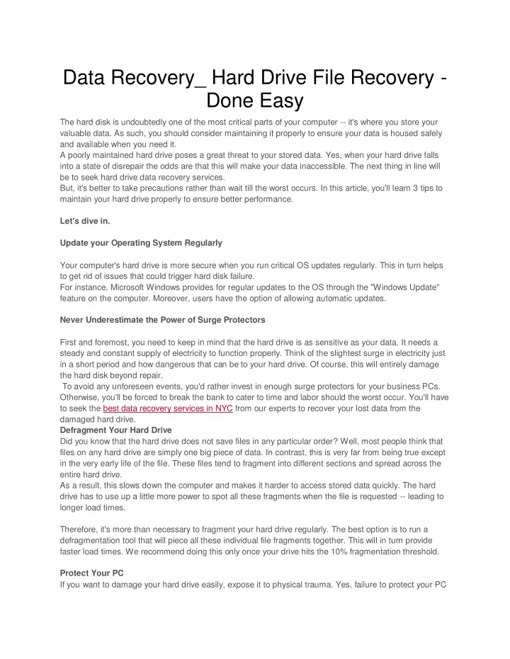data recovery hard drive file recovery done easy