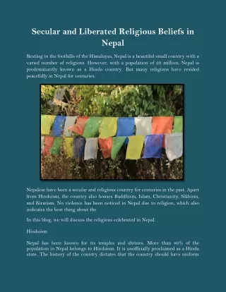 Secular and Liberated Religious Beliefs in Nepal