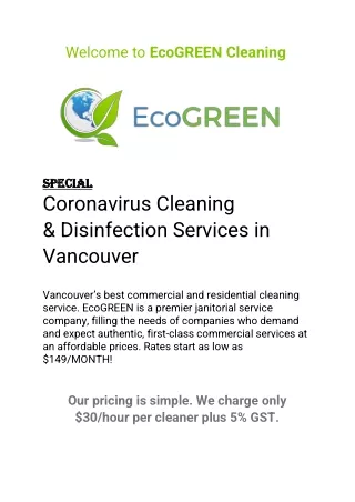 welcome to ecogreen cleaning